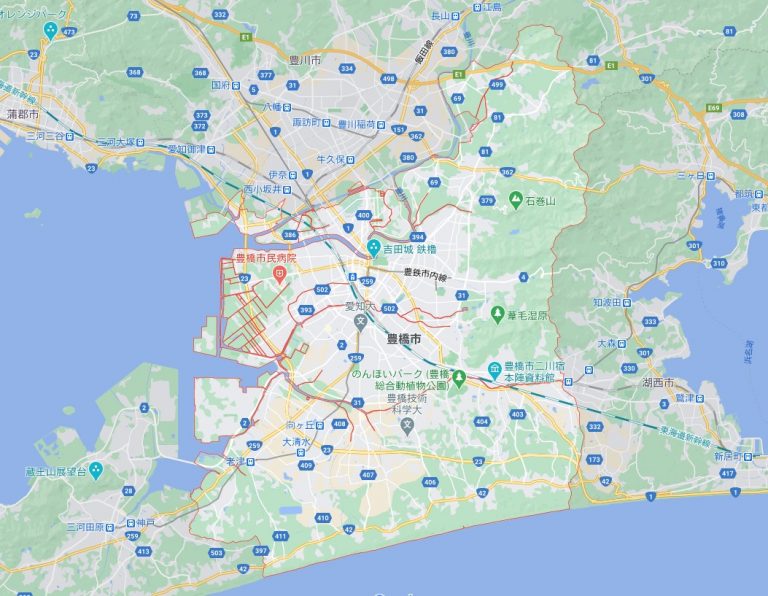 愛知県の市別賃貸オフィス・賃貸事務所の家賃（坪単価）相場【豊橋市】