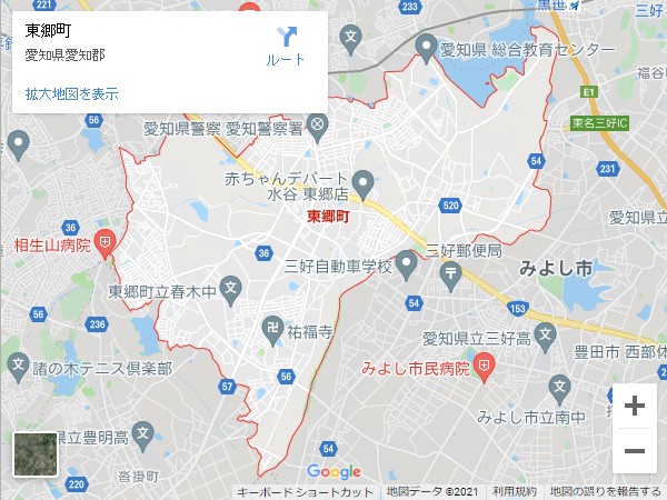 愛知県の市別賃貸オフィス・賃貸事務所の家賃（坪単価）相場【東郷町】