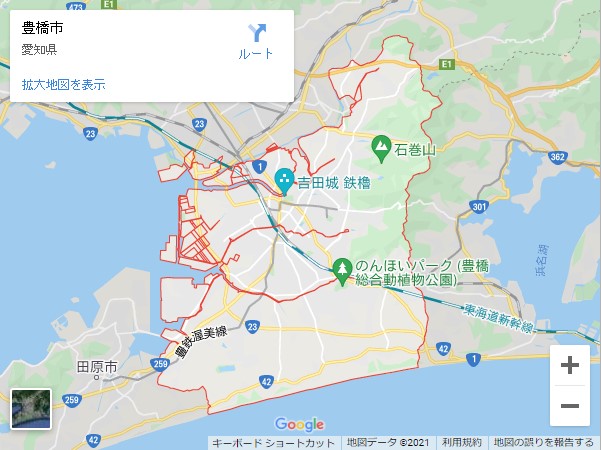 愛知県の市町村別貸店舗・テナントの家賃（坪単価）相場【豊橋市】