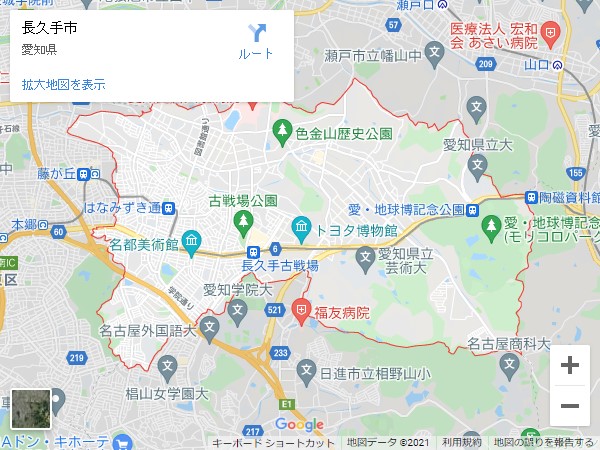 愛知県の市町村別貸店舗・テナントの家賃（坪単価）相場【長久手市】