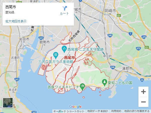 愛知県の市町村別貸店舗・テナントの家賃（坪単価）相場【西尾市】