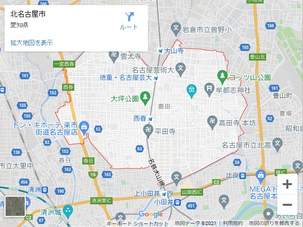 愛知県の市町村別貸店舗・テナントの家賃（坪単価）相場【北名古屋市】